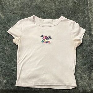 White Short Sleeve Tee with Graphic Design